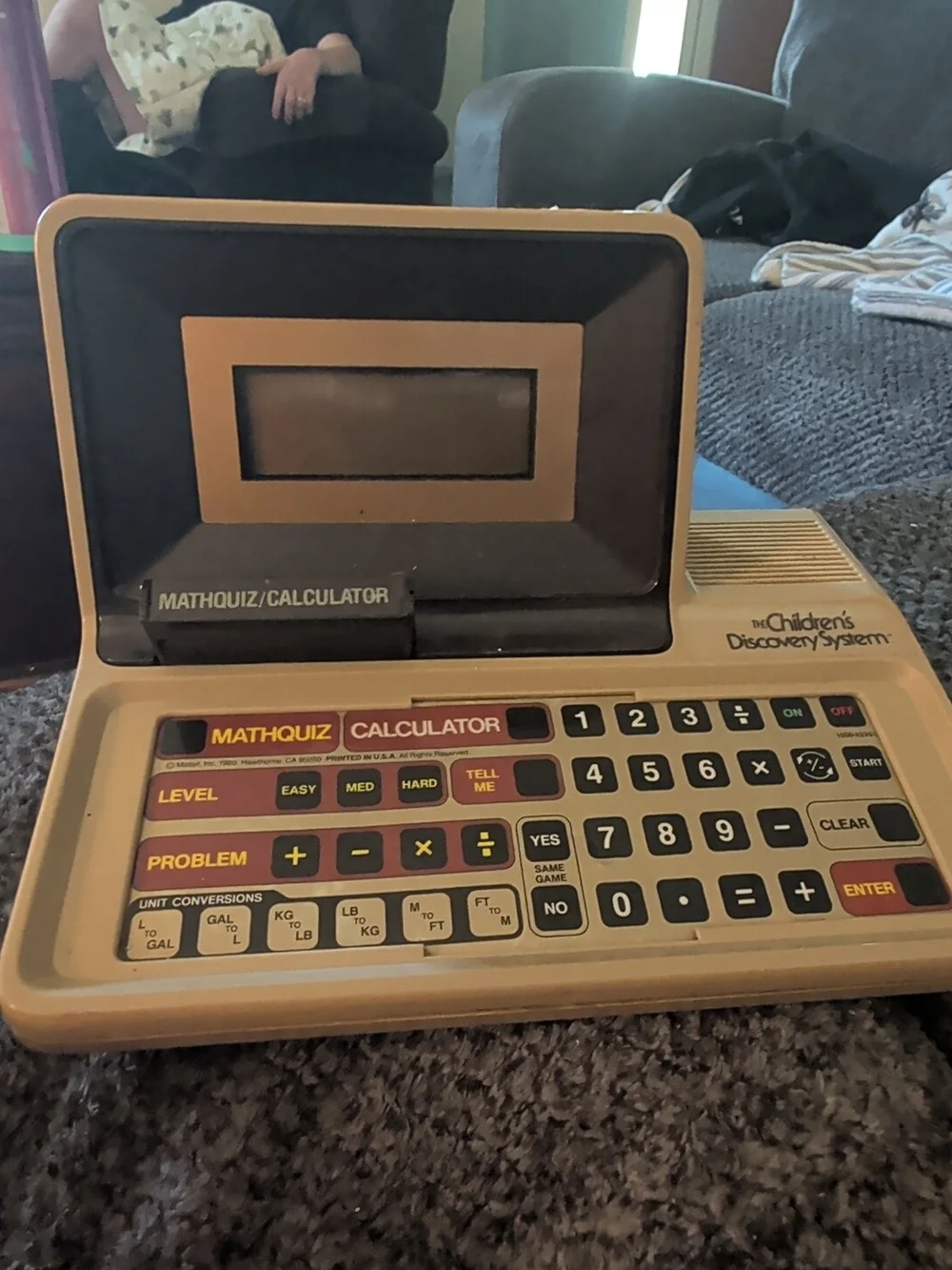Mattel Beige Handheld Learning Console with Black Buttons